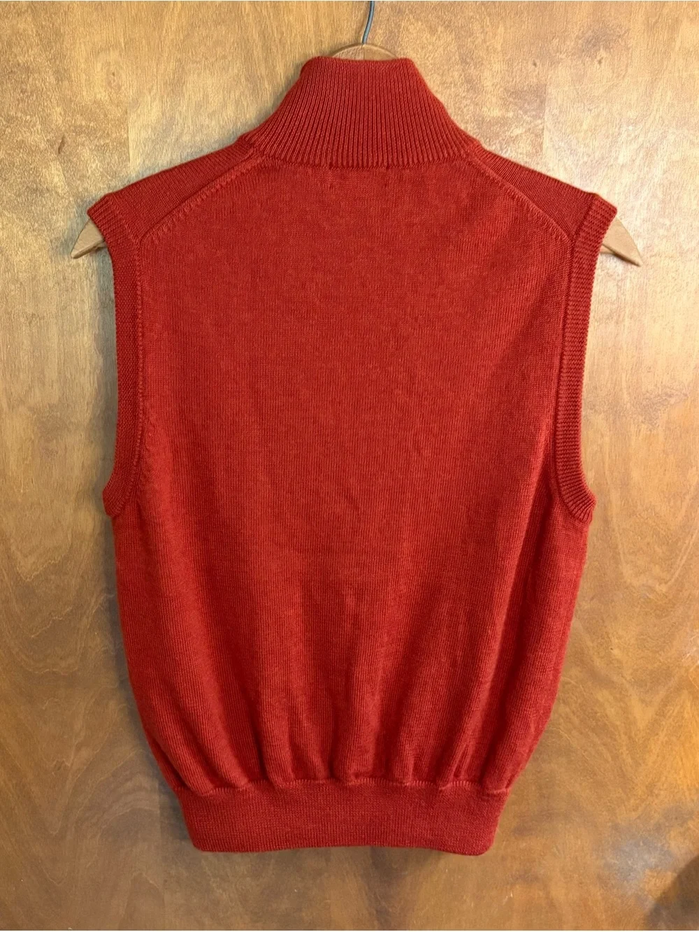 Brooks Brothers Red 100% Italian Merino Wool Funnel Neck Zip Up Sweater Vest